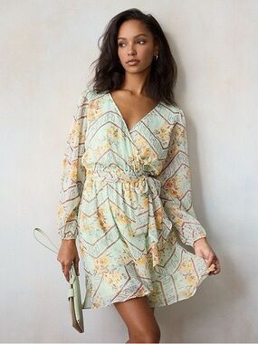 LC Lauren Conrad Ruffled Mini Faux-Wrap Dress - Size: XXLP